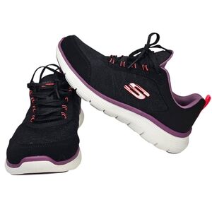 Skechers Black Athletic Sneakers with Purple and Pink Accents